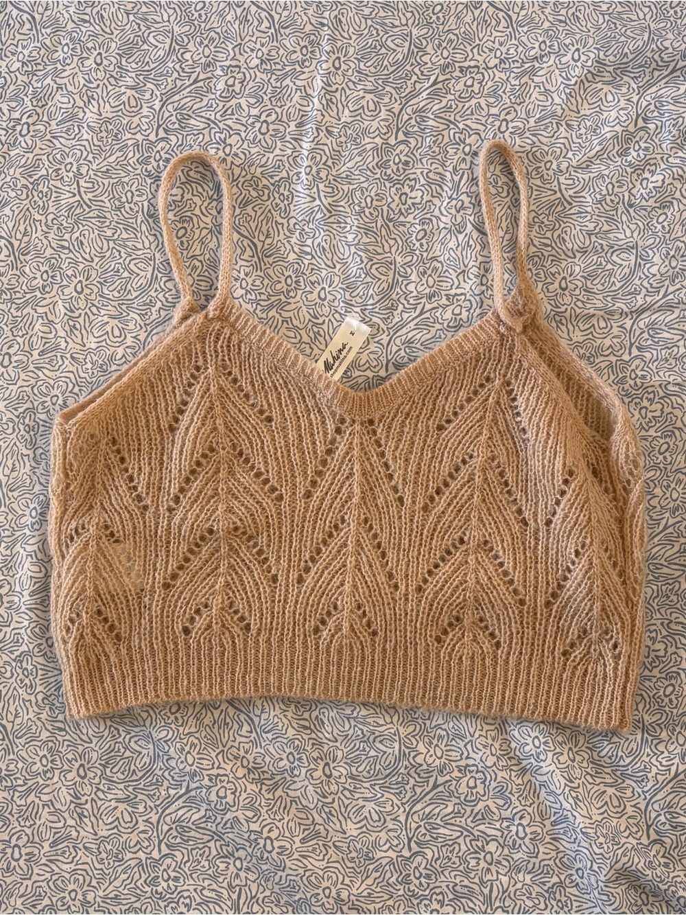 mahina Beige Knit V‑Neck Tank